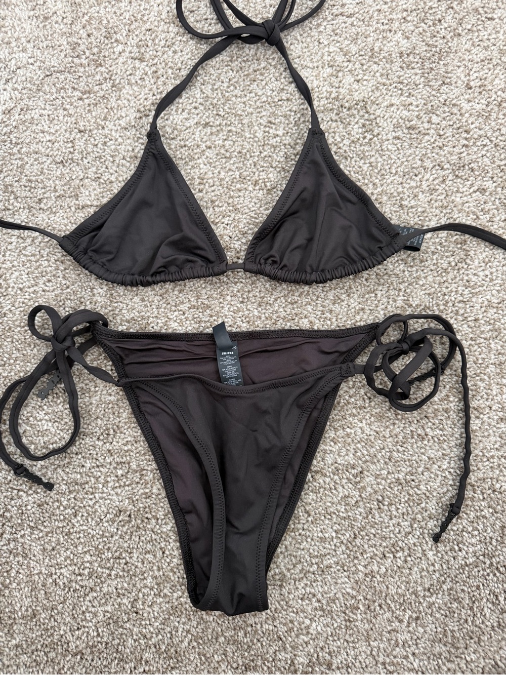 SKIMS Signature Swim Onyx Triangle Bikini Set S XS